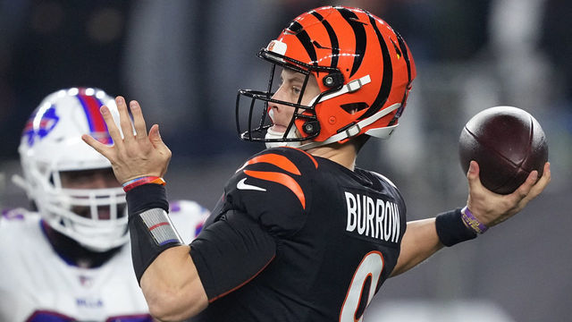 CINCINNATI, OHIO - JANUARY 02: Joe Burrow #9 of the Cincinnati Bengals throws a pass against the Buffalo Bills during the first quarter at Paycor Stadium on January 02, 2023 in Cincinnati, Ohio.