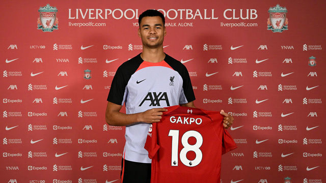KIRKBY, ENGLAND - DECEMBER 28: (THE SUN OUT, THE SUN ON SUNDAY OUT) Cody Gakpo new signing for Liverpool at AXA Training Centre on December 28, 2022 in Kirkby, England.