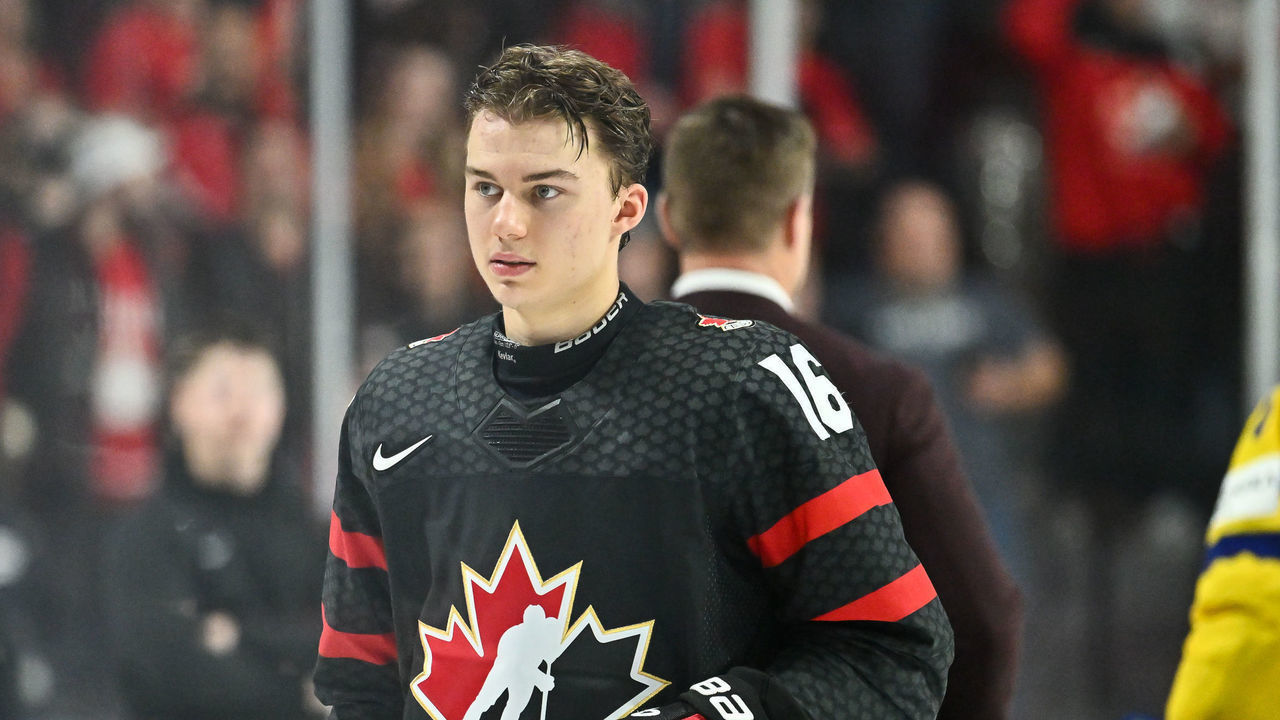 HALIFAX, CANADA - DECEMBER 31: Connor Bedard #16 of Team Canada skates towards the bench after a victory against Team Sweden in the 2023 IIHF World Junior Championship at Scotiabank Centre on December 31, 2022 in Halifax, Nova Scotia, Canada. Team Canada defeated Team Sweden 5-1.
