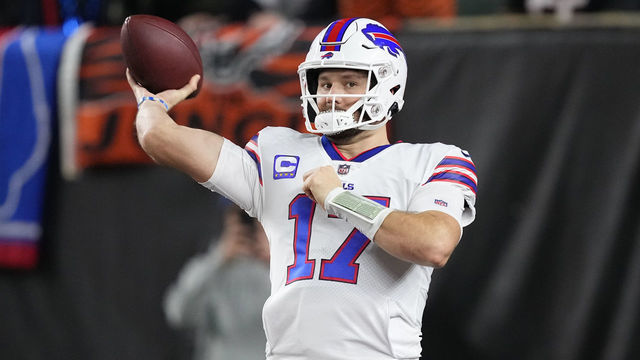 CINCINNATI, OHIO - JANUARY 02: Josh Allen #17 of the Buffalo Bills warms up prior to the game against the Cincinnati Bengals at Paycor Stadium on January 02, 2023 in Cincinnati, Ohio.