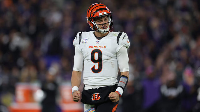 Football: Cincinnati Bengals Joe Burrow (9) in action, reacts vs. Baltimore Ravens at MT Bank Stadium. Cincinnati, OH 10/9/2022 CREDIT: Simon Bruty (Set Number: x164188)
