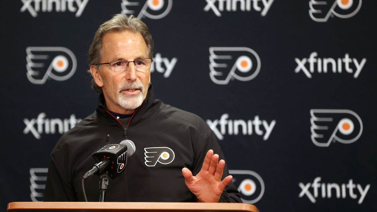 PHILADELPHIA, PENNSYLVANIA - DECEMBER 20: Head Coach of the Philadelphia Flyers John Tortorella speaks during a press conference after his team defeated the Columbus Blue Jackets 5-2 at the Wells Fargo Center on December 20, 2022 in Philadelphia, Pennsylvania.