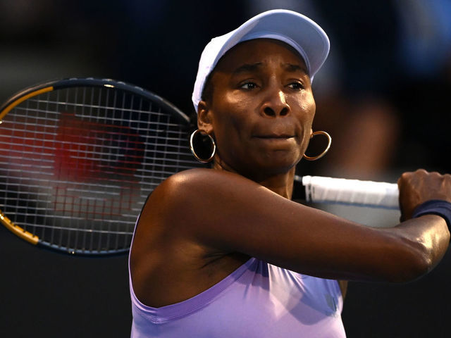 AUCKLAND, NEW ZEALAND - JANUARY 02: Venus Williams of USA plays a forehand during her first round match against Katie Volynets of USA during day one of the 2023 ASB Classic Women's at the ASB Tennis Arena on January 02, 2023 in Auckland, New Zealand.