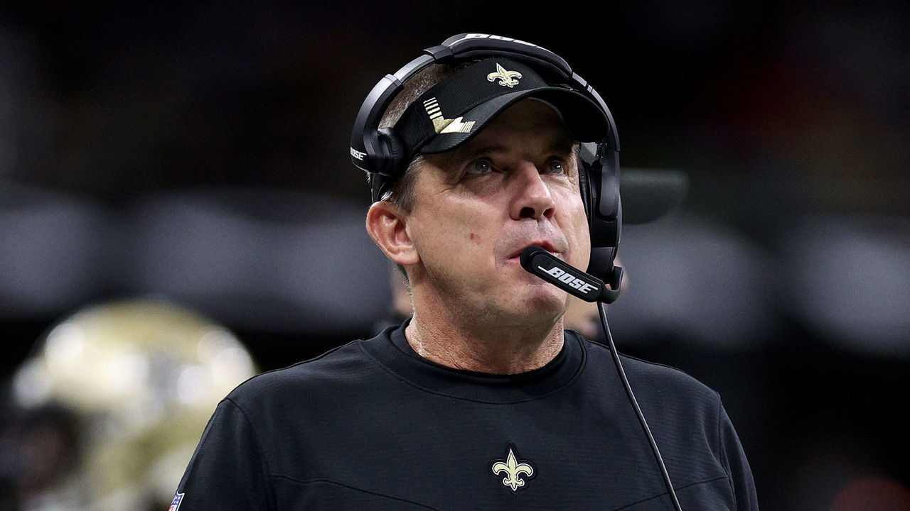 NEW ORLEANS, LOUISIANA - NOVEMBER 25: Head coach Sean Payton of the New Orleans Saints looks on from the sidelines during the second quarter in the game against the Buffalo Bills at Caesars Superdome on November 25, 2021 in New Orleans, Louisiana.