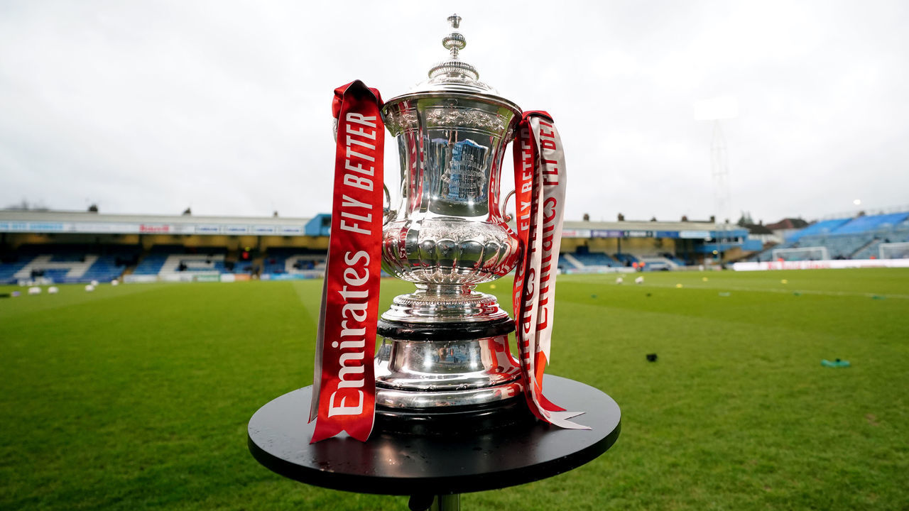 A general view of the FA Cup trophy ahead of the Emirates FA Cup third round match at MEMS Priestfield Stadium, Gillingham. Picture date: Saturday January 7, 2023.