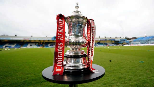 A general view of the FA Cup trophy ahead of the Emirates FA Cup third round match at MEMS Priestfield Stadium, Gillingham. Picture date: Saturday January 7, 2023.