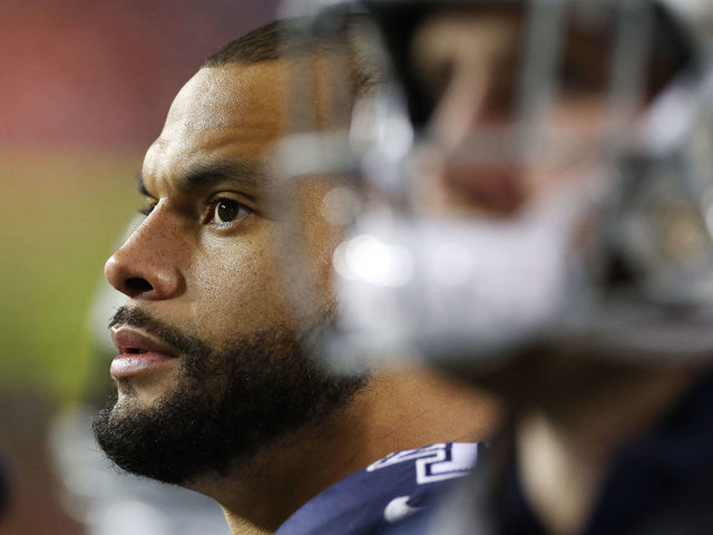 January 8, 2023 : Washington Commanders linebacker Khaleke Hudson (47)  applies pressure to Dallas Cowboys quarterback Dak Prescott (4) during the  game between the Dallas Cowboys and the Washington Commanders in Landover