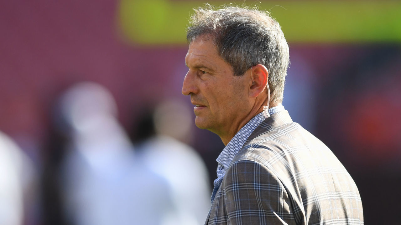 CLEVELAND, OH - AUGUST 8, 2019: Former NFL quarterback Bernie Kosar on the field prior to a preseason game between the Washington Redskins and Cleveland Browns on August 8, 2019 at FirstEnergy Stadium in Cleveland, Ohio. Cleveland won 30-10. (Photo by: 2019 Nick Cammett/Diamond Images via Getty Images)
