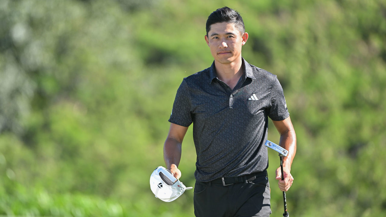 KAPALUA, MAUI - HI - JANUARY 08: Collin Morikawa finishes his round on the 18th green during the final round of the Sentry Tournament of Champions on The Plantation Course at Kapalua on January 8, 2023 in Kapalua, Maui, Hawaii.