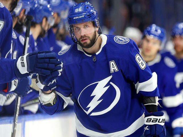 Nikita Kucherov of the Tampa Bay Lightning celebrates his goal with News  Photo - Getty Images