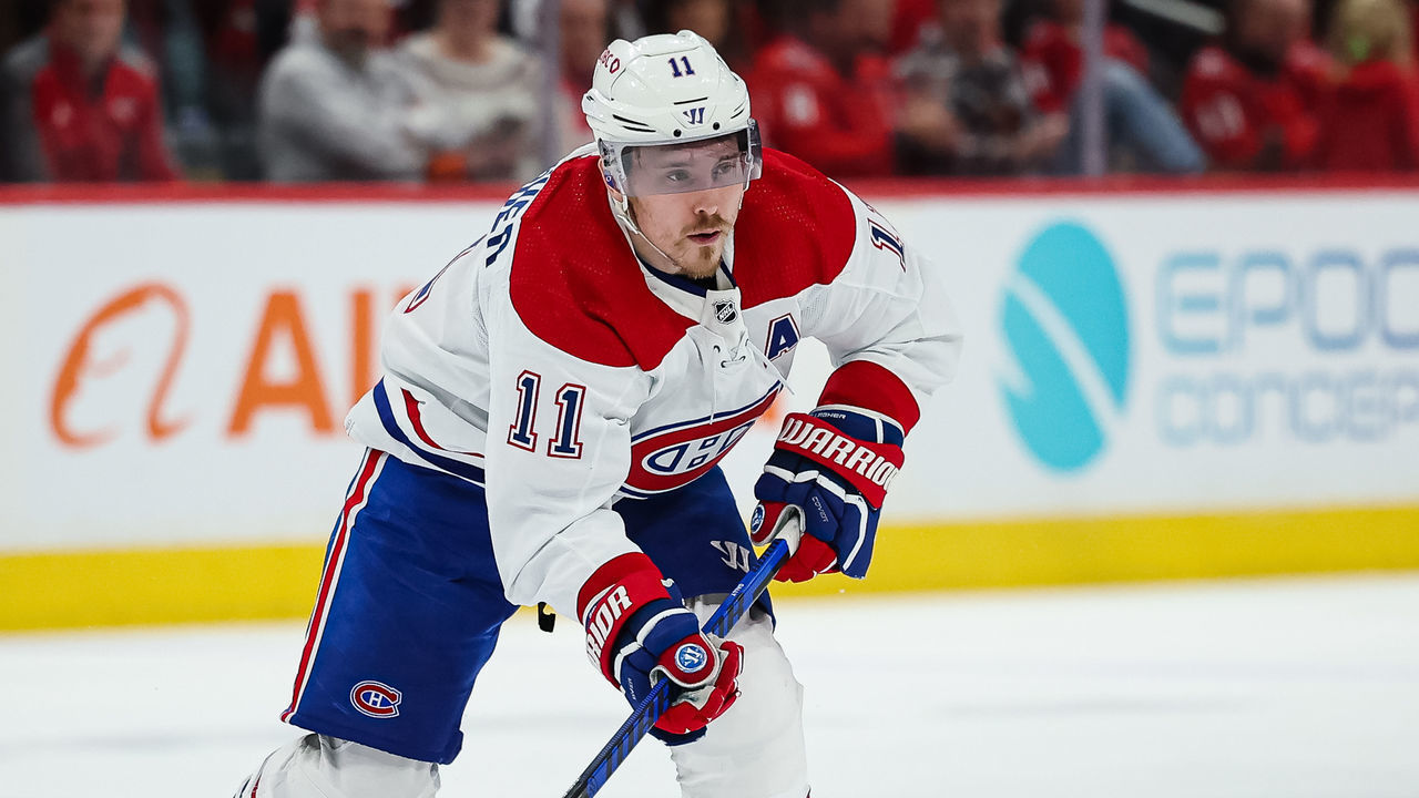 WASHINGTON, DC - DECEMBER 31: Brendan Gallagher #11 of the Montreal Canadiens skates with the puck against the Washington Capitals during the third period of the game at Capital One Arena on December 31, 2022 in Washington, DC.