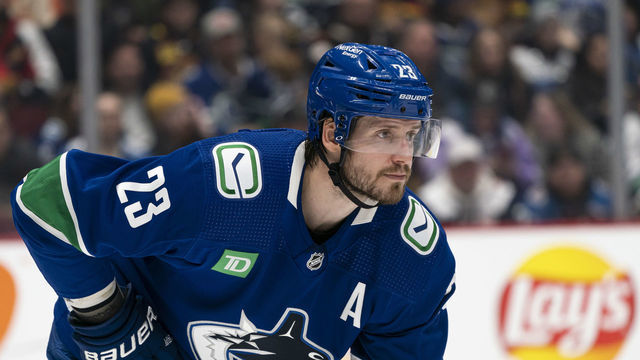 VANCOUVER, CANADA - JANUARY 5: Oliver Ekman-Larsson #23 of the Vancouver Canucks during NHL action against the Colorado Avalanche on January, 5, 2023 at Rogers Arena in Vancouver, British Columbia, Canada.