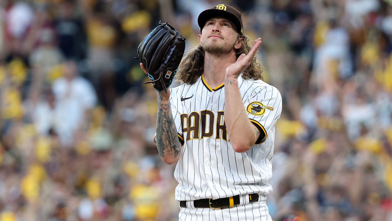 SAN DIEGO, CALIFORNIA - OCTOBER 19: Josh Hader #71 of the San Diego Padres celebrates defeating the Philadelphia Phillies 8-5 in game two of the National League Championship Series at PETCO Park on October 19, 2022 in San Diego, California.