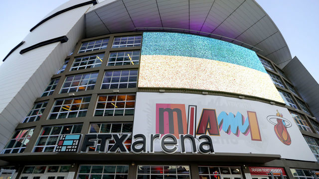 MIAMI, FLORIDA - NOVEMBER 14: An exterior view of FTX Arena prior to a game between the Phoenix Suns and Miami Heat at FTX Arena on November 14, 2022 in Miami, Florida.