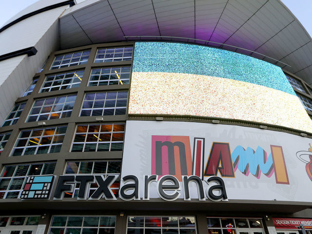 MIAMI, FLORIDA - NOVEMBER 14: An exterior view of FTX Arena prior to a game between the Phoenix Suns and Miami Heat at FTX Arena on November 14, 2022 in Miami, Florida.