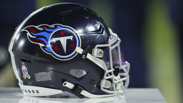 GREEN BAY, WI - NOVEMBER 17: A close-up view of a Tennessee Titans helmet against the Green Bay Packers at Lambeau on November 17, 2022 in Green Bay, Wisconsin.