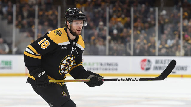 BOSTON, MASSACHUSETTS - JANUARY 12: Pavel Zacha #18 of the Boston Bruins skates against the Seattle Kraken at the TD Garden on January 12, 2023 in Boston, Massachusetts.