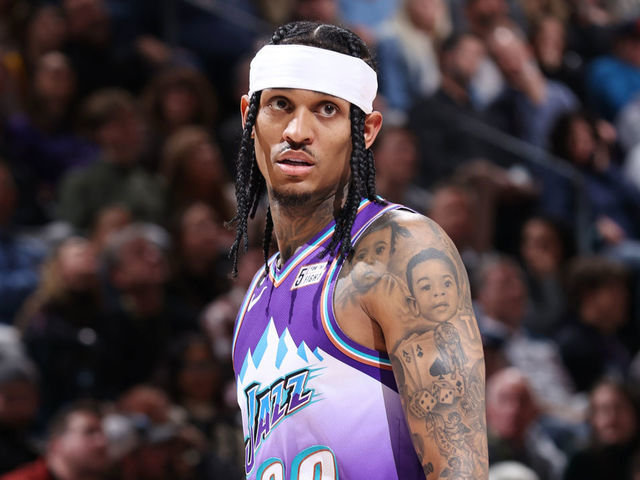 SALT LAKE CITY, UT - JANUARY 14: Jordan Clarkson #00 of the Utah Jazz looks on during the game against the Philadelphia 76ers on January 14, 2023 at vivint.SmartHome Arena in Salt Lake City, Utah. Mandatory Copyright Notice: Copyright 2022 NBAE