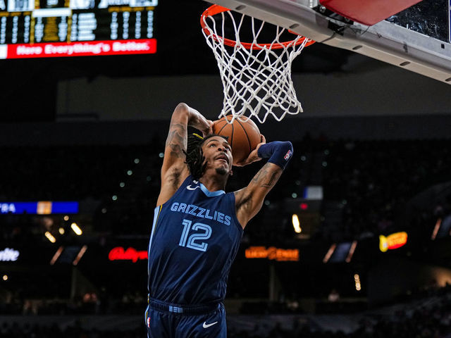 SAN ANTONIO, TX - NOVEMBER 9: Ja Morant #12 of the Memphis Grizzlies dunks the ball against the San Antonio Spurs on November 9, 2022 at the AT&T Center in San Antonio, Texas. Mandatory Copyright Notice: Copyright 2022 NBAE (Photos by Cooper Neill/NBAE via Getty Images)