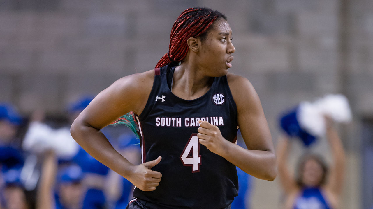 LEXINGTON, KY - JANUARY 12: Aliyah Boston #4 of the South Carolina Gamecocks is seen during the game against the Kentucky Wildcats at Memorial Coliseum on January 12, 2023 in Lexington, Kentucky.