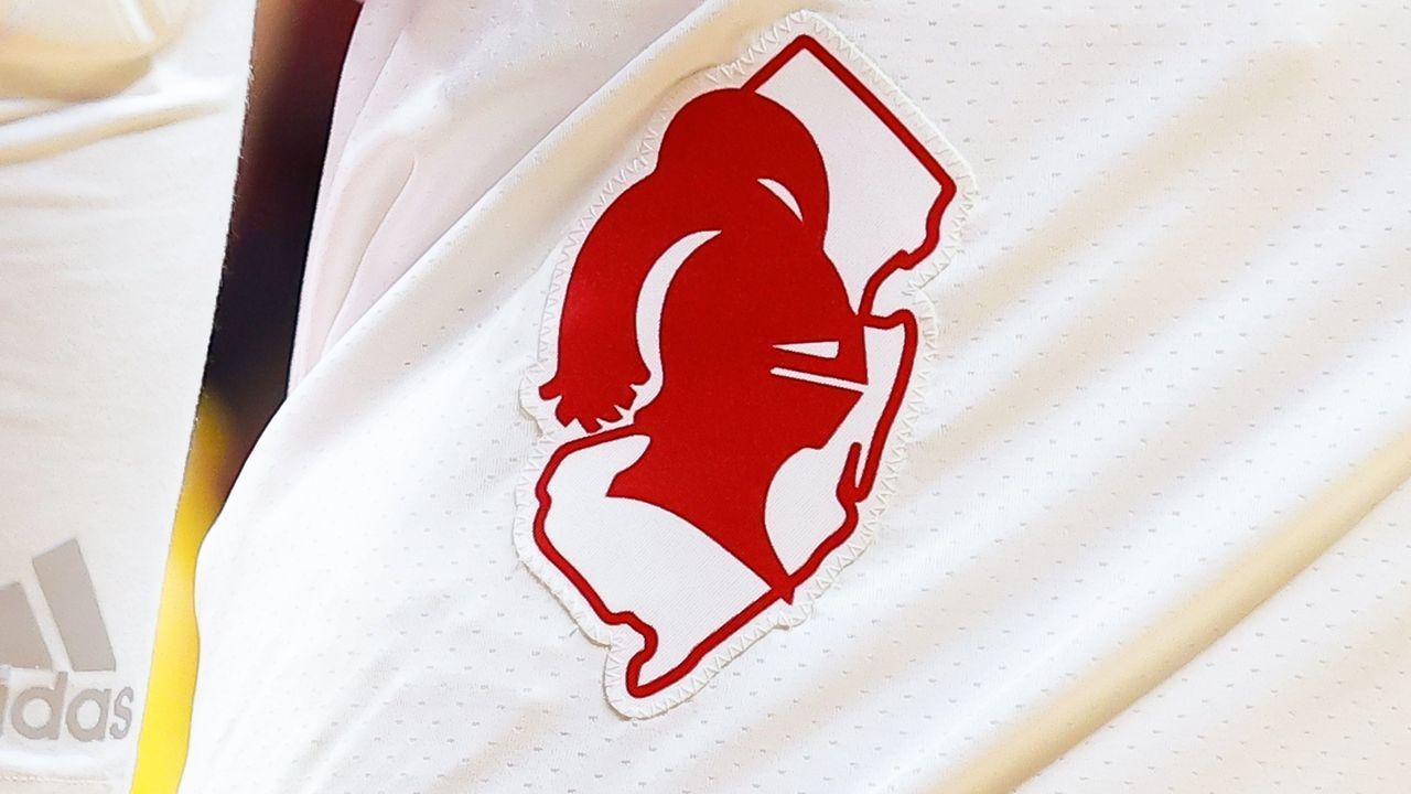 PISCATAWAY, NJ - JANUARY 08: A general view of the Rutgers Scarlet Knights shorts logo during the first half of the college basketball game between the Rutgers Scarlet Knights and the Iowa Hawkeyes on January 8, 2023 at Jersey Mikes Arena in Piscataway, New Jersey.