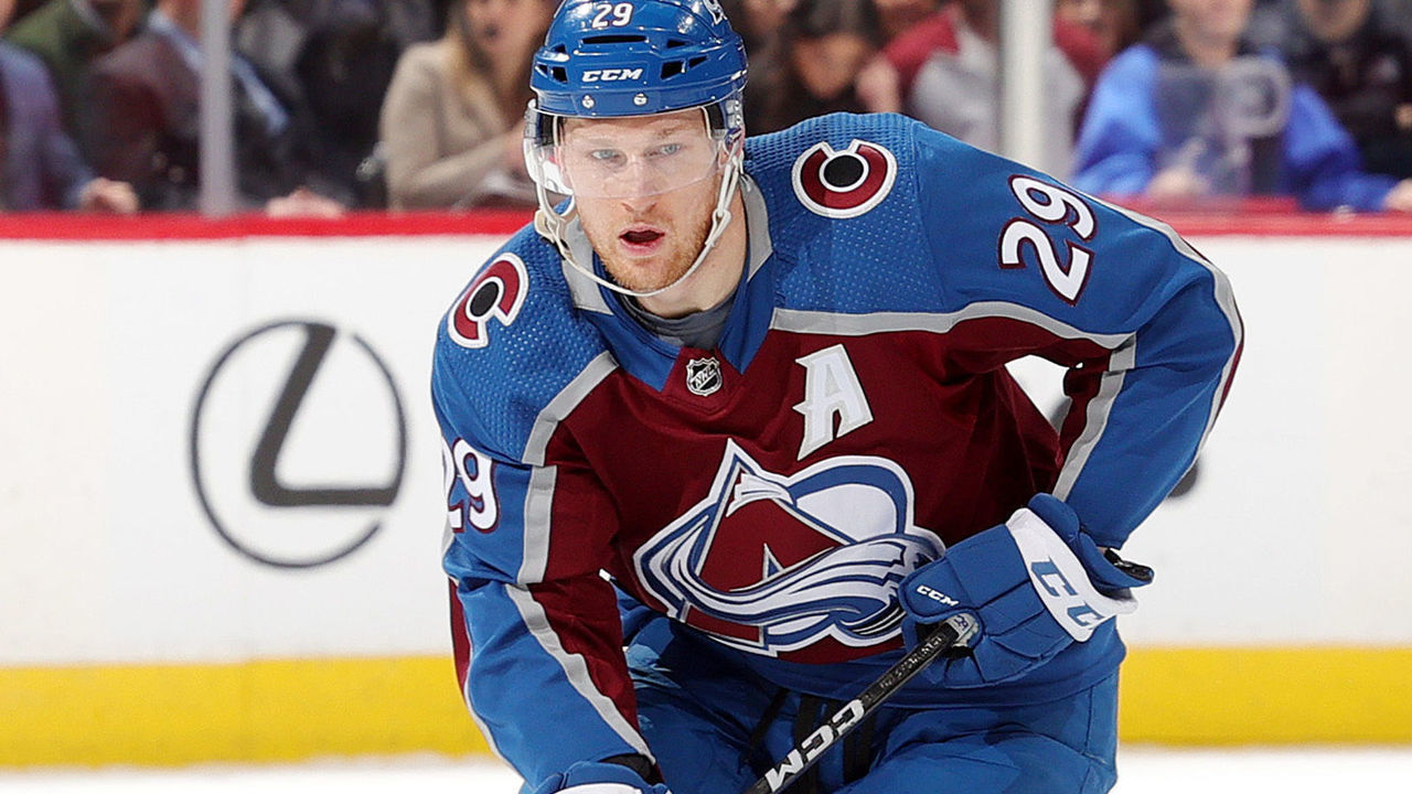 DENVER, COLORADO - JANUARY 16: Nathan MacKinnon #29 of the Colorado Avalanche skates against the Detroit Red Wings at Ball Arena on January 16, 2023 in Denver, Colorado.