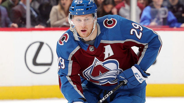 DENVER, COLORADO - JANUARY 16: Nathan MacKinnon #29 of the Colorado Avalanche skates against the Detroit Red Wings at Ball Arena on January 16, 2023 in Denver, Colorado.