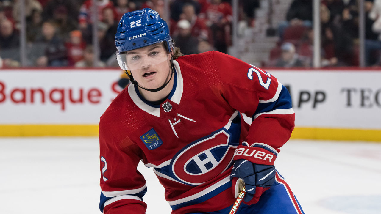 MONTREAL, QC - JANUARY 12: Cole Caufield (22) of the Montreal Canadiens skates during the first period of the NHL game between the Nashville Predators and the Montreal Canadiens on January 12, 2023, at the Bell Centre in Montreal, QC