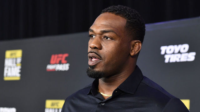 LAS VEGAS, NEVADA - SEPTEMBER 23: Former UFC light heavyweight champion Jon Jones poses on the red carpet prior to the UFC Hall of Fame Class of 2020 Induction Ceremony at Park Theater at Park MGM on September 23, 2021 in Las Vegas, Nevada.