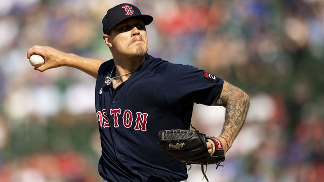 CHICAGO,IL - JULY 3: Tanner Houck #89 of the Boston Red Sox pitches in the ninth inning against the Chicago Cubs on July 3, 2022 at Wrigley Field in Chicago, Illinois.