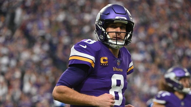 MINNEAPOLIS, MINNESOTA - JANUARY 15: Kirk Cousins #8 of the Minnesota Vikings is seen during the first quarter against the New York Giants in the NFC Wild Card playoff game at U.S. Bank Stadium on January 15, 2023 in Minneapolis, Minnesota.