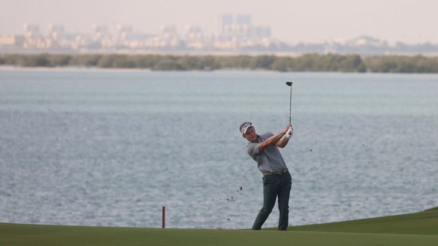 England's Luke Donald plays a shot during the Abu Dhabi HSBC Golf Championship in Abu Dhabi on January 19, 2023.