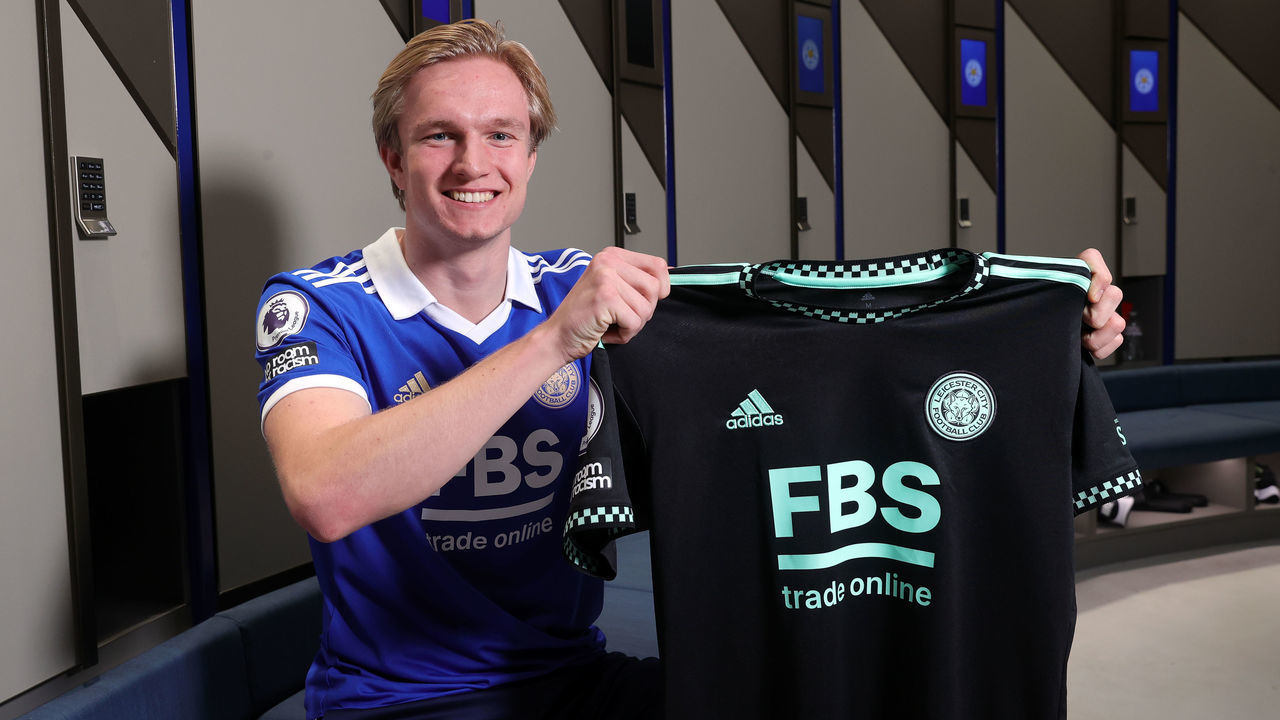 LEICESTER, ENGLAND - JANUARY 20: Leicester City unveil new signing Victor Kristiansen at Leicester City Training Ground, Seagrave on January 20, 2023 in Leicester, United Kingdom.
