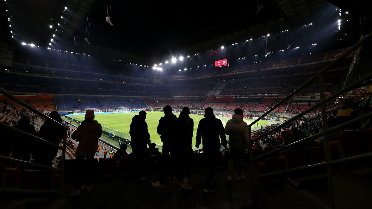 MILAN, ITALY - JANUARY 11: General view inside the stadium prior to the Coppa Italia match between AC Milan and Torino FC at Stadio Giuseppe Meazza on January 11, 2023 in Milan, Italy.