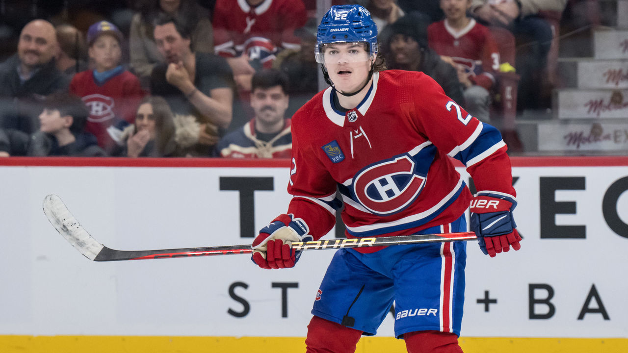 MONTREAL, QC - JANUARY 12: Cole Caufield (22) of the Montreal Canadiens skates during the third period of the NHL game between the Nashville Predators and the Montreal Canadiens on January 12, 2023, at the Bell Centre in Montreal, QC