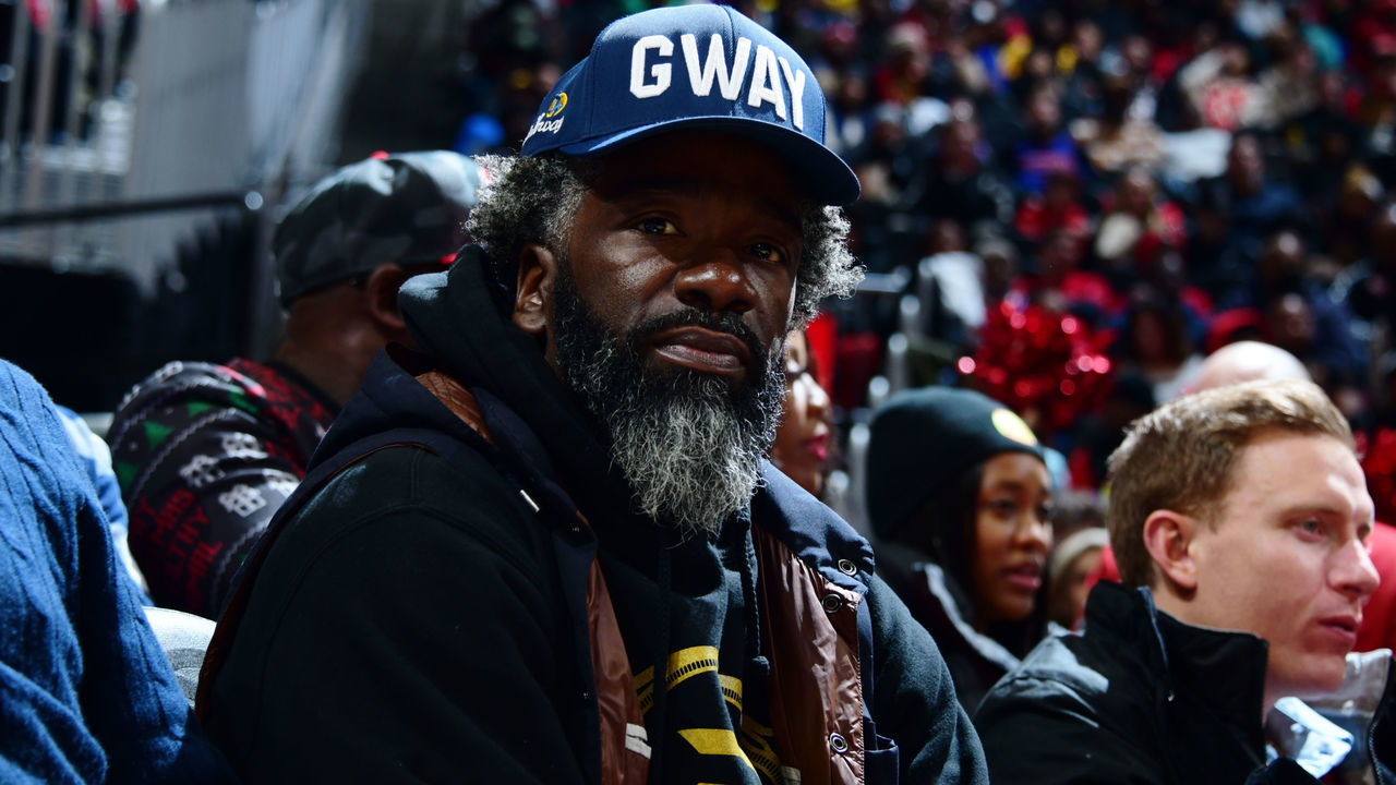 ATLANTA, GA - DECEMBER 23: Ed Reed looks on during the game between the Atlanta Hawks and the Detroit Pistons on December 23, 2022 at State Farm Arena in Atlanta, Georgia. NOTE TO USER: User expressly acknowledges and agrees that, by downloading and/or using this Photograph, user is consenting to the terms and conditions of the Getty Images License Agreement. Mandatory Copyright Notice: Copyright 2022 NBAE