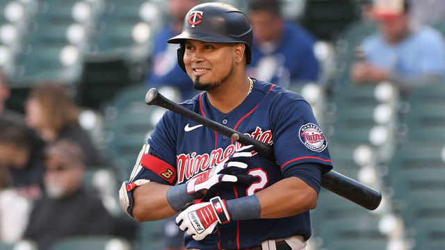 DETROIT, MI - OCTOBER 01: Luis Arraez #2 of the Minnesota Twins looks on while batting during the game against the Detroit Tigers at Comerica Park on October 1, 2022 in Detroit, Michigan. The Tigers defeated the Twins 3-2.