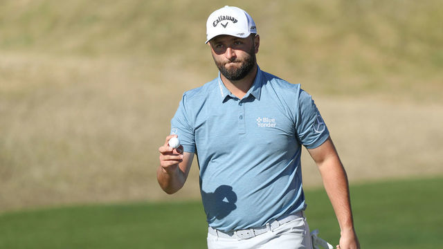 LA QUINTA, CALIFORNIA - JANUARY 21: Jon Rahm of Spain waves on the third green during the third round of The American Express at PGA West Pete Dye Stadium Course on January 21, 2023 in La Quinta, California.