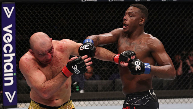RIO DE JANEIRO, BRAZIL - JANUARY 21: (R-L) Jamahal Hill battles Glover Teixeira of Brazil in the UFC light heavyweight championship fight during the UFC 283 event at Jeunesse Arena on January 21, 2023 in Rio de Janeiro, Brazil.