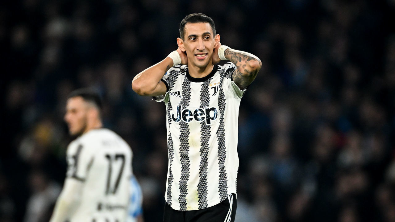 NAPLES, ITALY - JANUARY 13: Angel Di Maria of Juventus reacts during the Serie A match between SSC Napoli and Juventus at Stadio Diego Armando Maradona on January 13, 2023 in Naples, Italy.