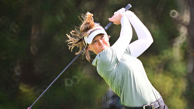 ORLANDO, FLORIDA - JANUARY 22: Brooke Henderson of Canada plays her shot from the fifth tee during the final round of the Hilton Grand Vacations Tournament of Champions at Lake Nona Golf & Country Club on January 22, 2023 in Orlando, Florida.