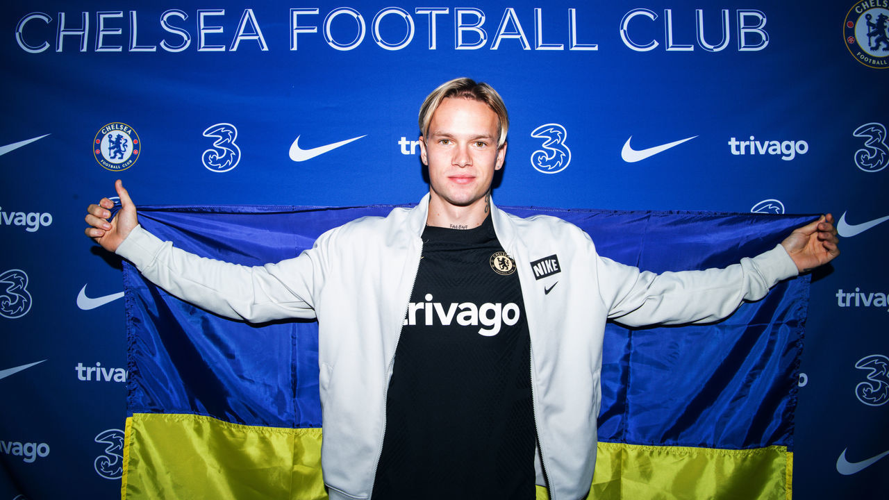 LONDON, ENGLAND - JANUARY 15: Chelsea Unveil New Signing Mykhaylo Mudryk at Stamford Bridge on January 15, 2023 in London, England.