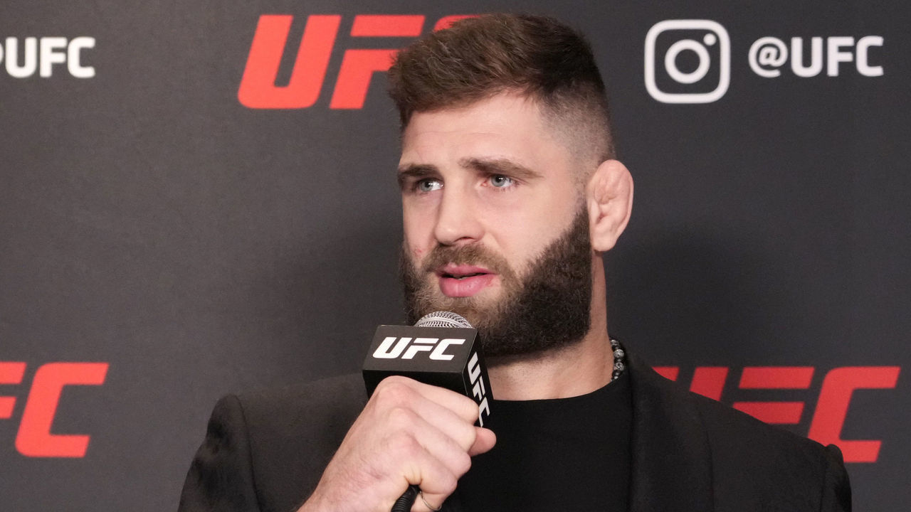 NEW YORK, NEW YORK - NOVEMBER 10: UFC light heavyweight champion Jiri Prochazka addresses the media during the UFC 282 media day at Marriott Marquis Hotel on November 10, 2022 in New York City.