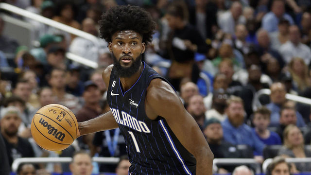 ORLANDO, FLORIDA - JANUARY 23: Jonathan Isaac #1 of the Orlando Magic looks to pass during a game against the Boston Celtics at Amway Center on January 23, 2023 in Orlando, Florida.