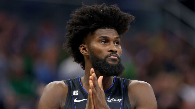 ORLANDO, FLORIDA - JANUARY 23: Jonathan Isaac #1 of the Orlando Magic looks on during a game against the Boston Celtics at Amway Center on January 23, 2023 in Orlando, Florida.