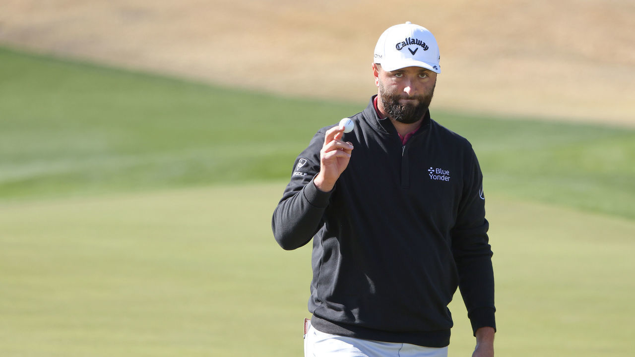 LA QUINTA, CALIFORNIA - JANUARY 22: Jon Rahm of Spain waves after making birdie on the second green during the final round of The American Express at PGA West Pete Dye Stadium Course on January 22, 2023 in La Quinta, California.