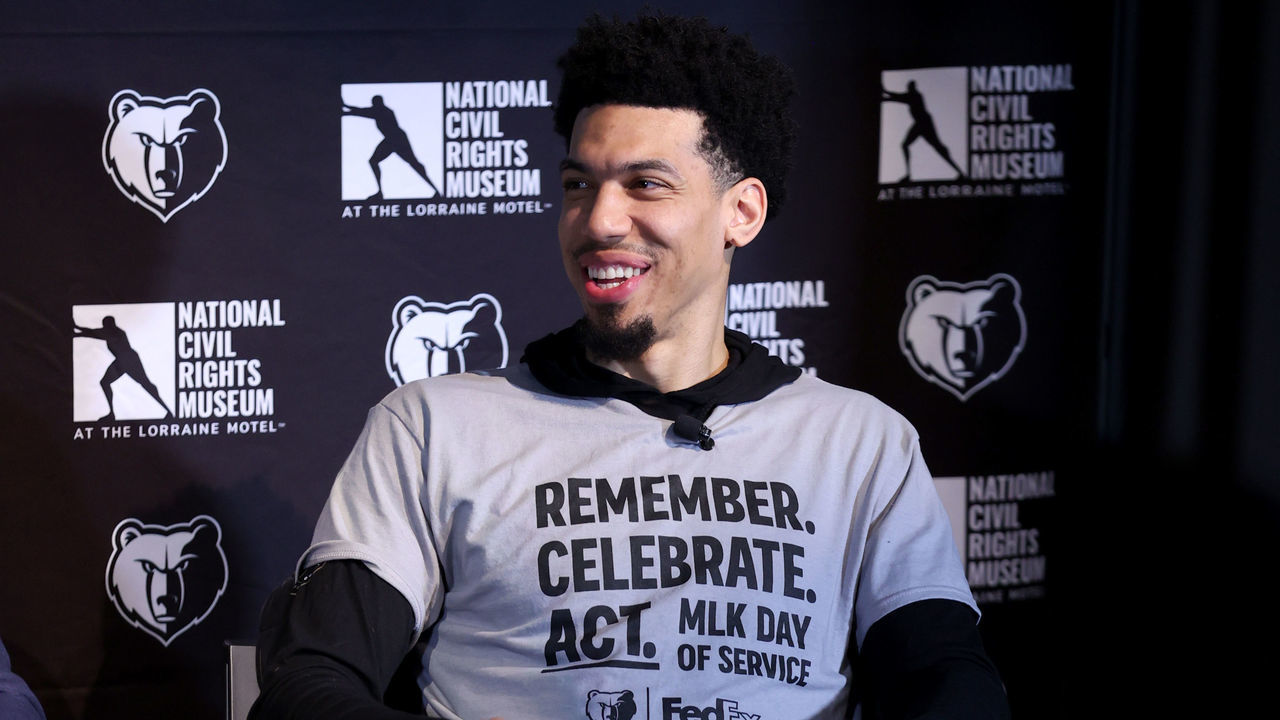 MEMPHIS, TN - JANUARY 15: Danny Green #14 of the Memphis Grizzlies talks during a panel discussion on January 15, 2023 at the National Civil Rights Museum at the Lorraine Motel in Memphis, Tennessee. Mandatory Copyright Notice: Copyright 2023 NBAE