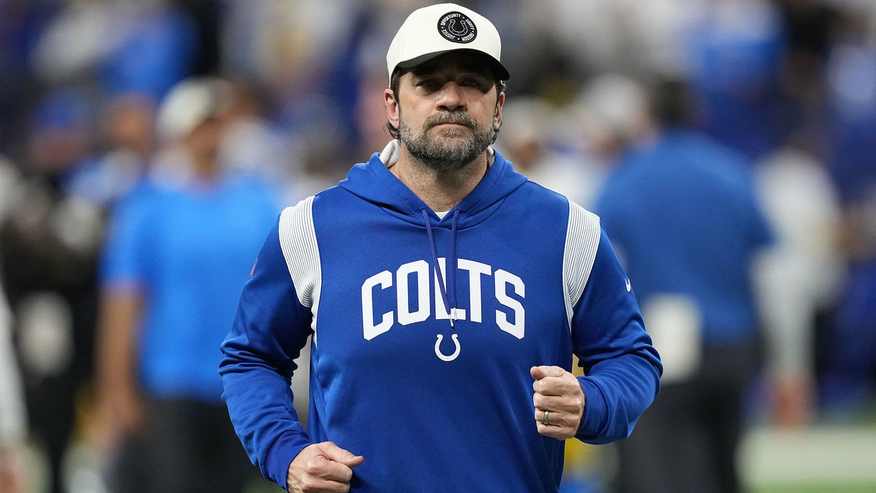 INDIANAPOLIS, INDIANA - DECEMBER 26: Head coach Jeff Saturday of the Indianapolis Colts walks off the field after losing to the Los Angeles Chargers at Lucas Oil Stadium on December 26, 2022 in Indianapolis, Indiana.
