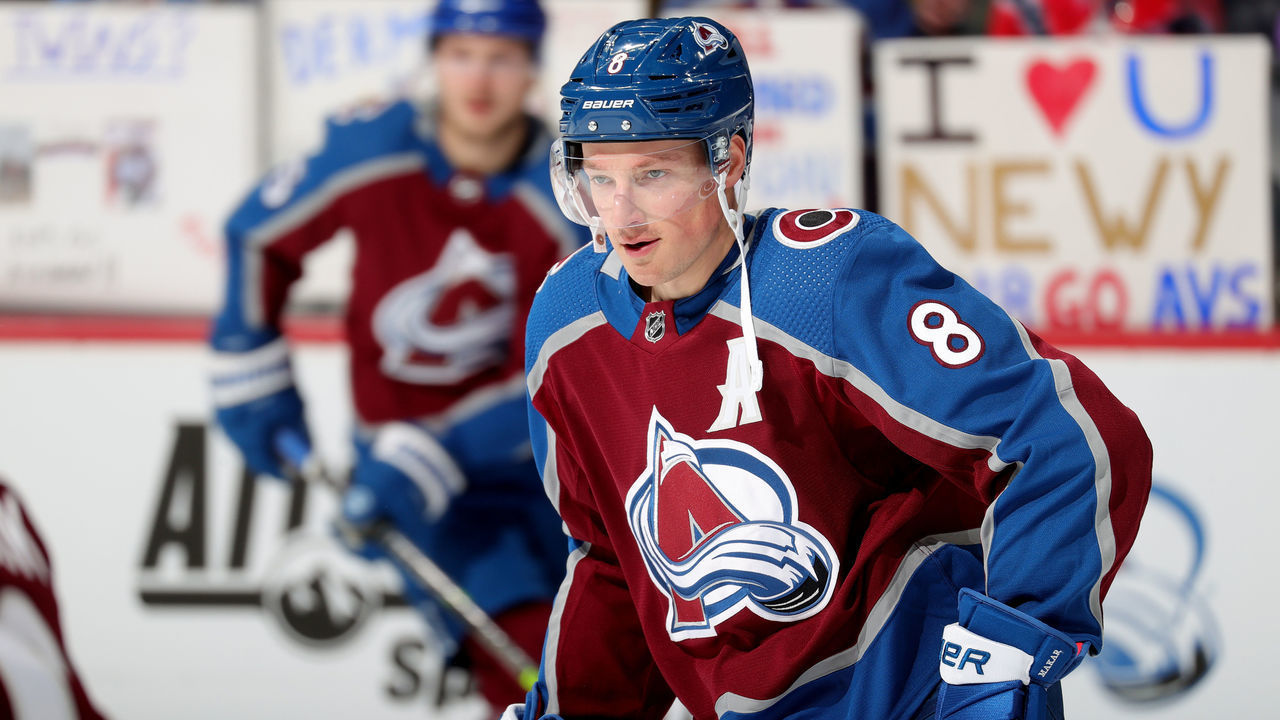 DENVER, COLORADO - JANUARY 16: Cale Makar #8 of the Colorado Avalanche skates before the game against the Detroit Red Wings during the game at Ball Arena on January 16, 2023 in Denver, Colorado.