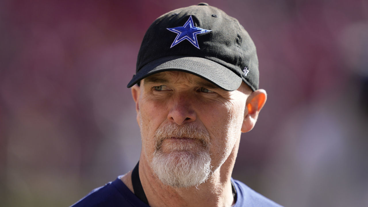 SANTA CLARA, CALIFORNIA - JANUARY 22: Defensive Coordinator Dan Quinn of the Dallas Cowboys looks on prior to a game against the San Francisco 49ers in the NFC Divisional Playoff game at Levi's Stadium on January 22, 2023 in Santa Clara, California.